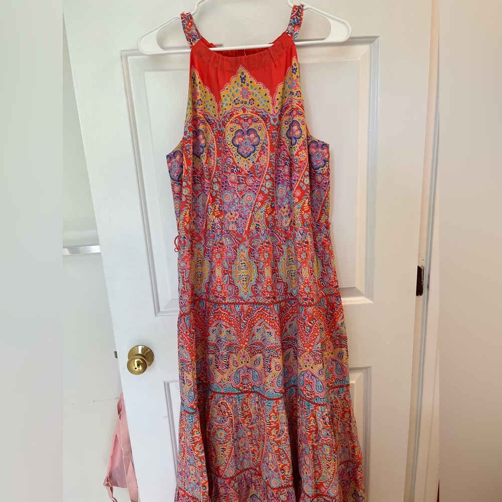 Talbots Coral Sleeveless Halter Maxi Dress